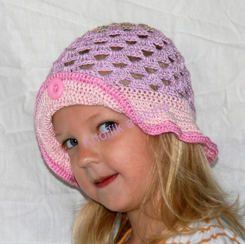 Krémovo-fialkovo-růžový klobouček