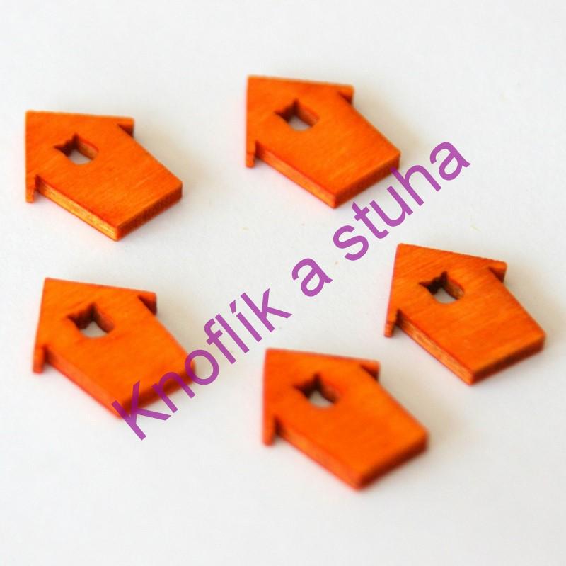 Dřevěný domeček ~ 1,5x2 cm ~ oranžový