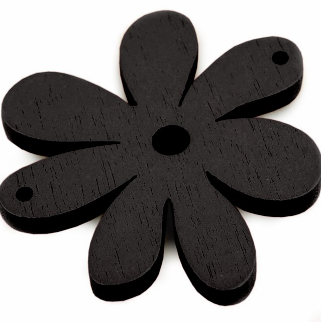 Dřevěný květ ~ 35x40 ~ 2ks ~ černá