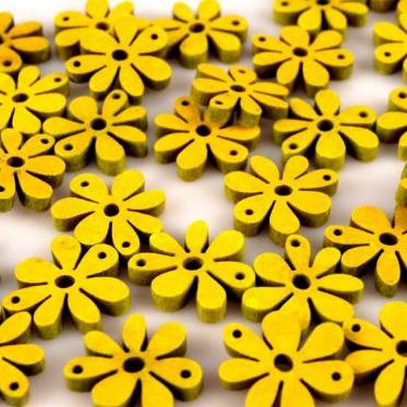 Dřevěný květ ~ 20x25mm ~ 2ks ~ žlutý
