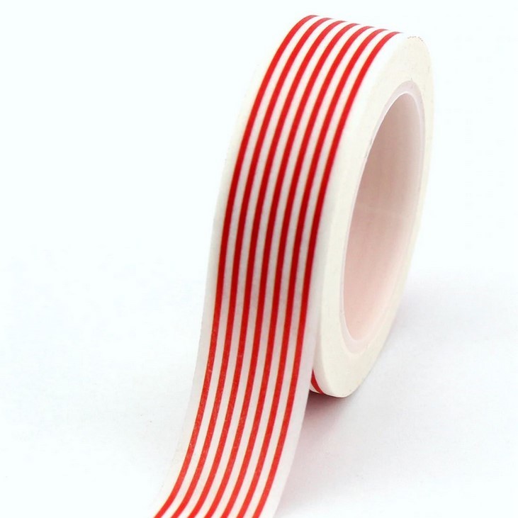 Washi páska ~ 15 mm x 10 m ~ červené proužky