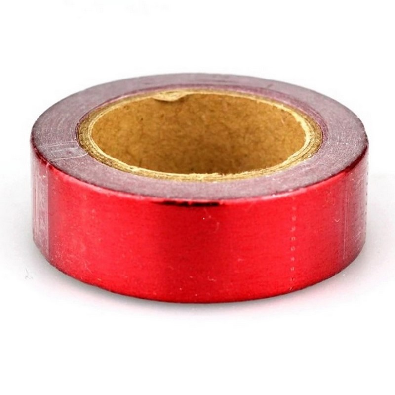 Washi páska ~ 15 mm x 10 m ~ lesklá červená