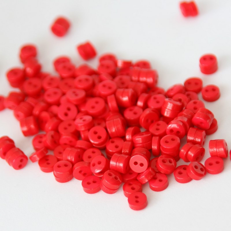 Plastový knoflík ~ 6 mm ~ 10 ks ~ červený