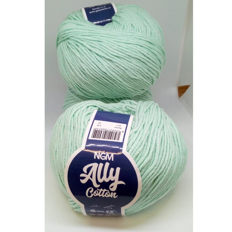Příze Ally cotton ~ baby zelenkavá 017