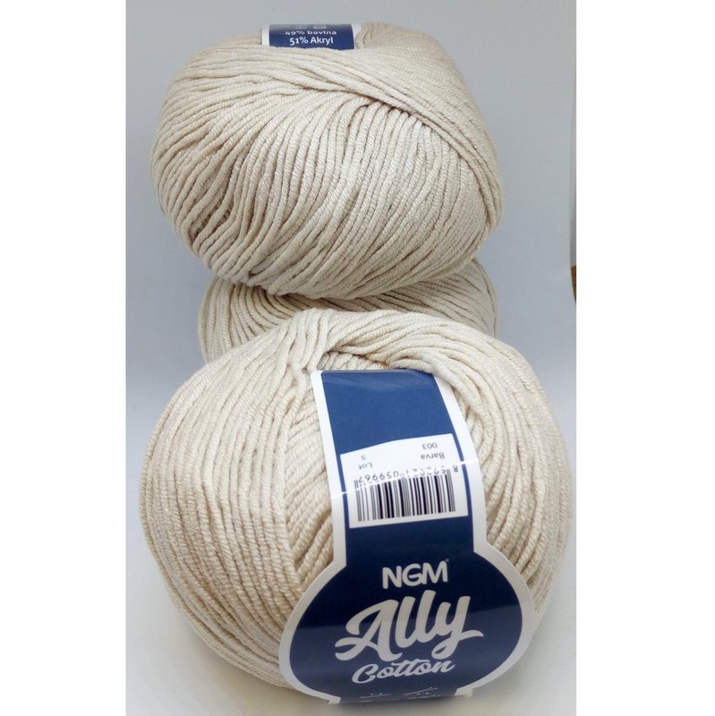Příze Ally cotton ~ šedo-bílá 003