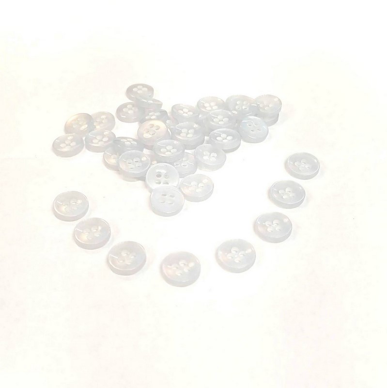 Plastový knoflík ~ 10 mm ~ bílý poloprůhledný
