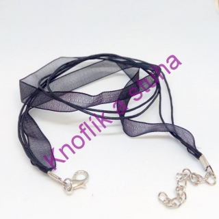 Víceřadá šňůra s karabinou ~ 44 + 4 cm ~ černá