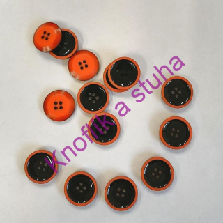 Plastový knoflík ~ 20 mm ~ oranžový/černý