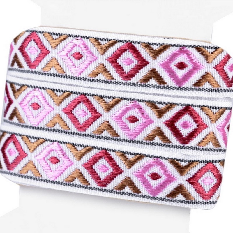 Tkaná stuha ~ 13 mm ~ růžová boho