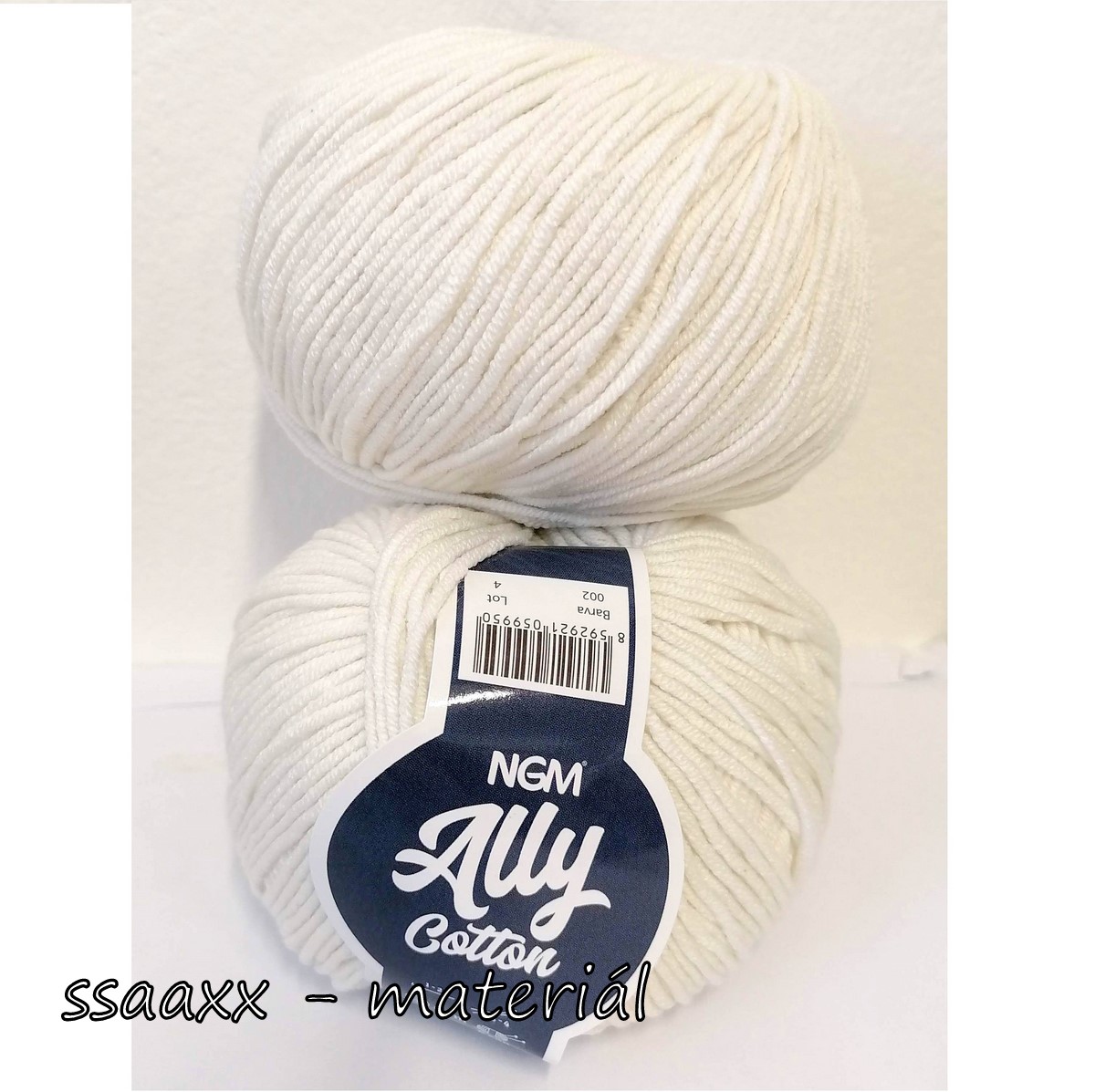 Příze Ally cotton ~ tmavší bílá 002