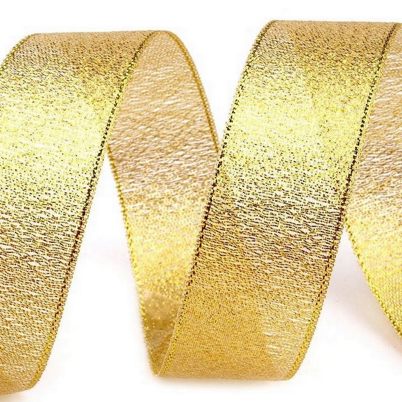 Brokátová stuha s lurexem ~ 25 mm ~ zlatá