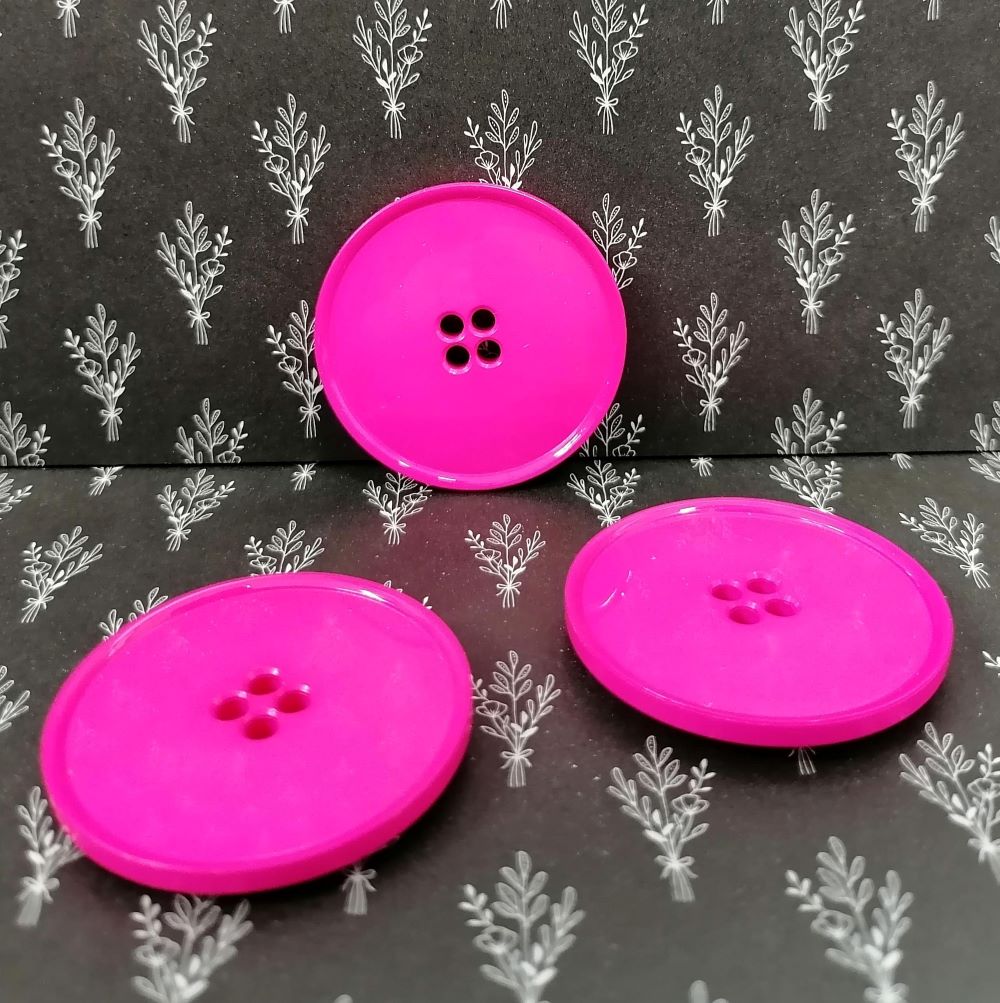 Plastový knoflík ~ 38 mm ~ neon růžový