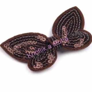 Motýlek s flitry ~ 70 mm ~ hnědý
