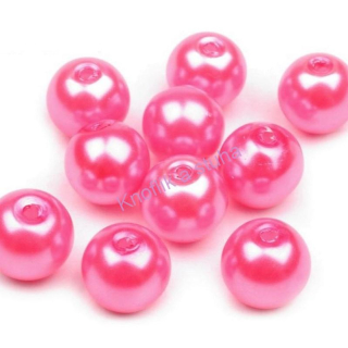 Voskované perly ~ 8 mm ~ 10 ks ~ neon růžová