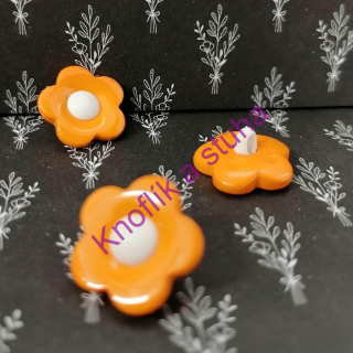 Knoflík s očkem ~ 28 mm ~ kytička ~ oranžová