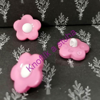 Knoflík s očkem ~ 28 mm ~ kytička ~ růžová