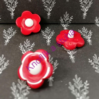 Knoflík s očkem ~ 28 mm ~ kytička ~ červená