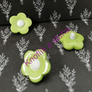 Knoflík s očkem ~ 28 mm ~ kytička ~ světle zelená